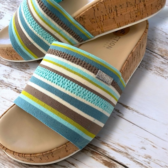 Kenneth Cole Reaction‎ Maila Stretch Aqua Multi Wedge Slide - Picture 1 of 7